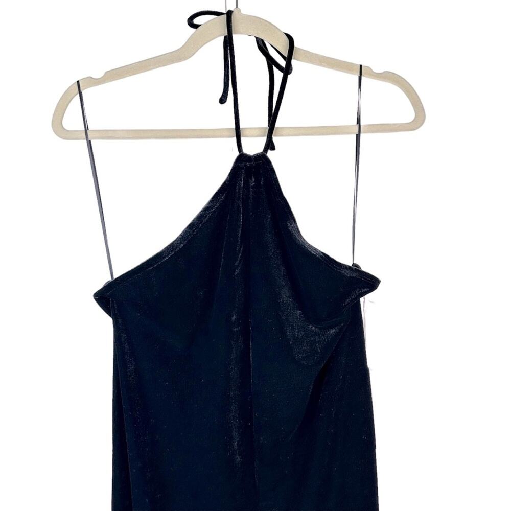 Reformation Black Velvet Halter Dress-  Sz L - Picture 8 of 16